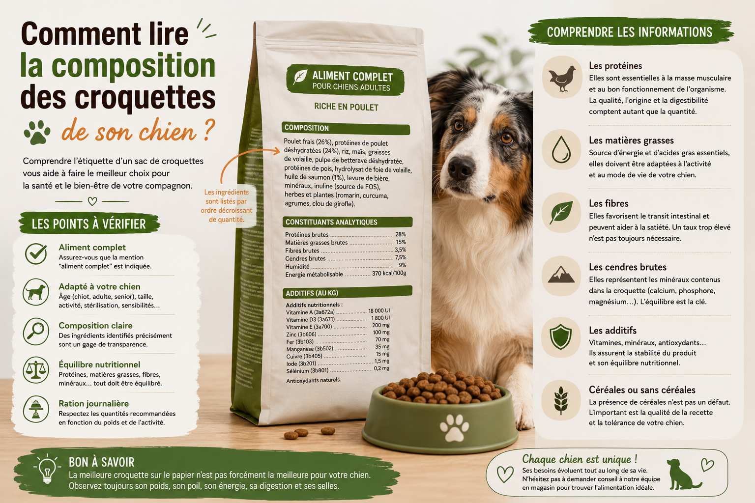 Comment lire la composition des croquettes de son chien ?